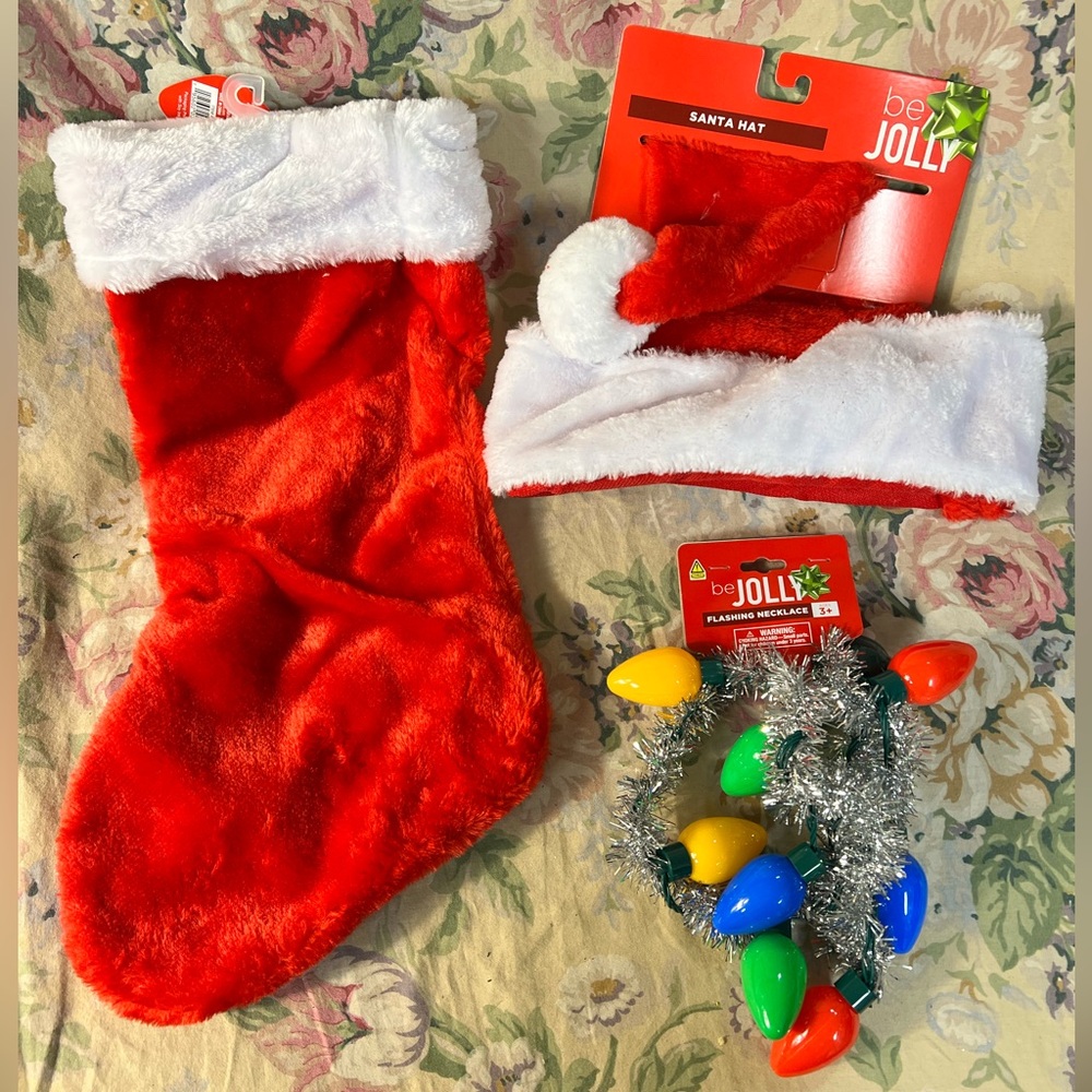 Red Santa Hat and Stocking Set